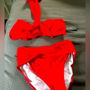 Tempt me-tags on. Red 2-piece size m bikini. halter top/ twist bottom